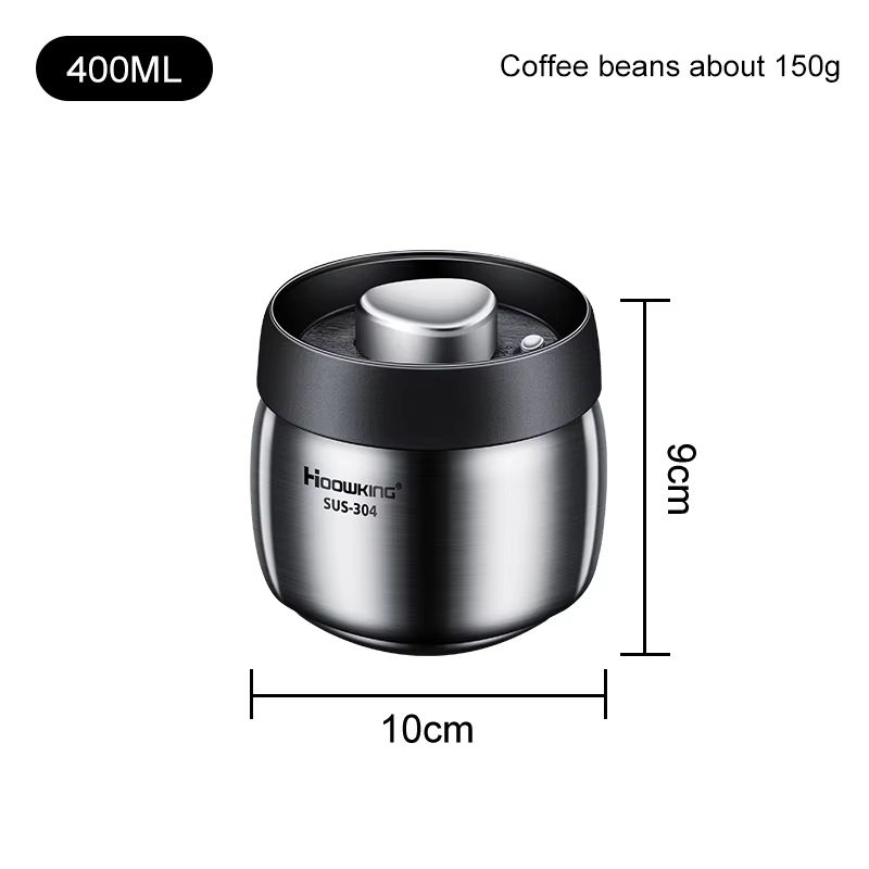 AeroSeal Stainless Steel Coffee Bean Canister – Vacuum Sealed Food Storage Jar