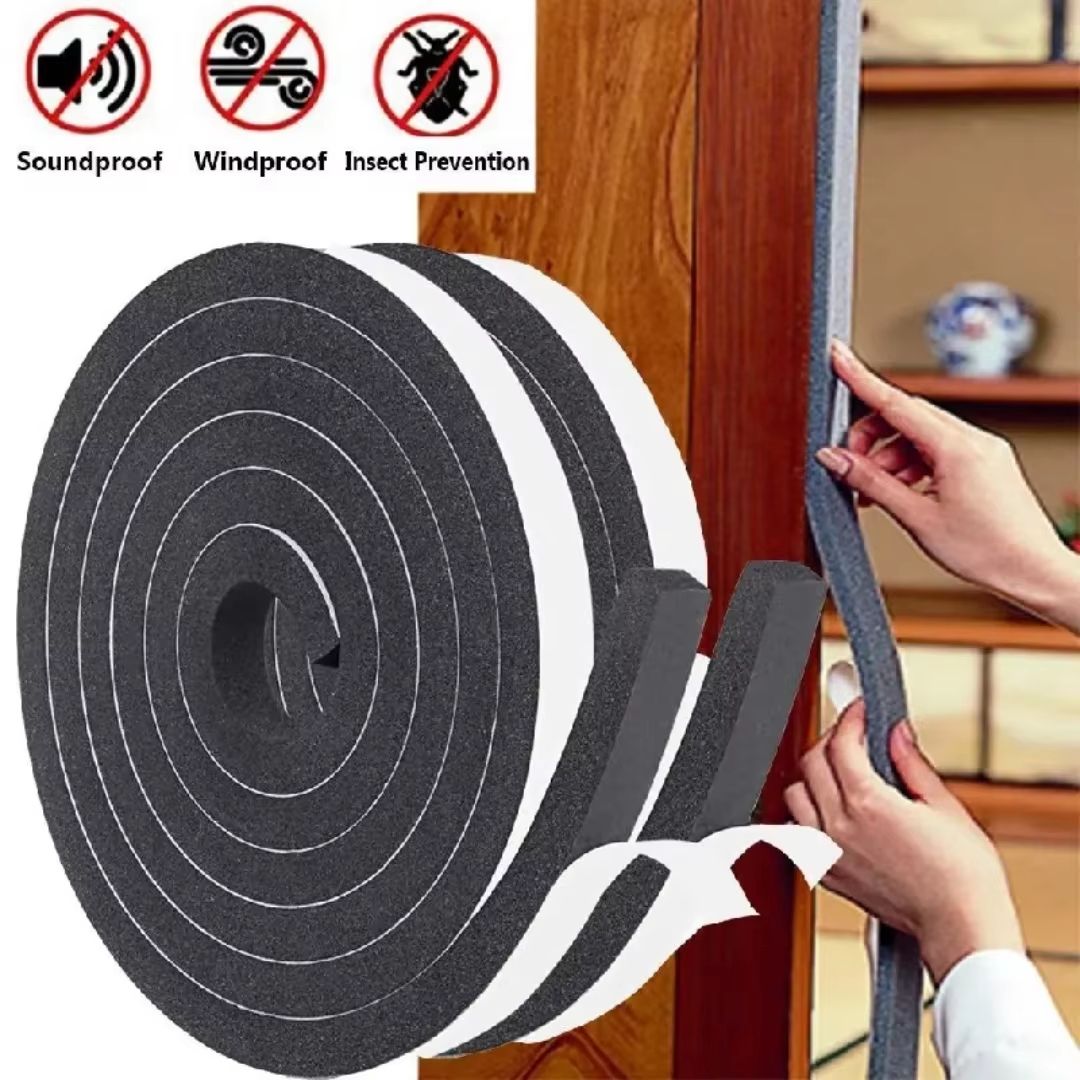 4m Self-Adhesive Foam Door and Window Sealing Strip - Windproof, Soundproof & Dustproof Weather Stripping