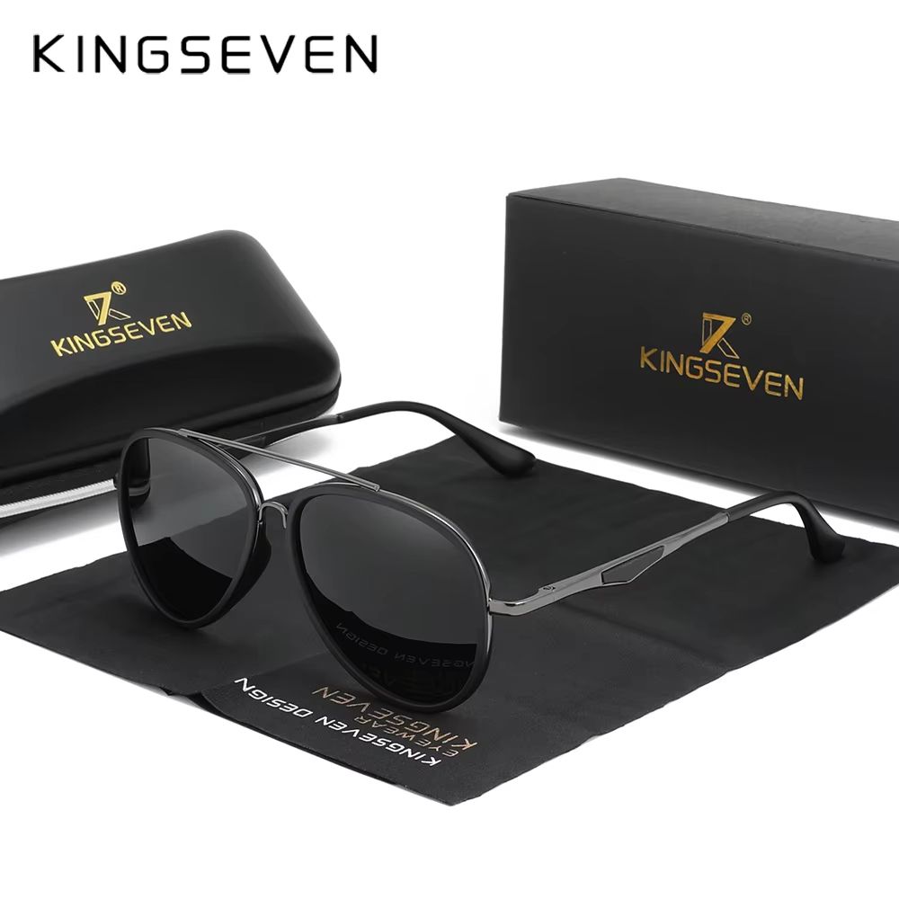 KINGSEVEN 2024 Classic Pilot Polarized Sunglasses – Men's Driving UV Protection Eyewear