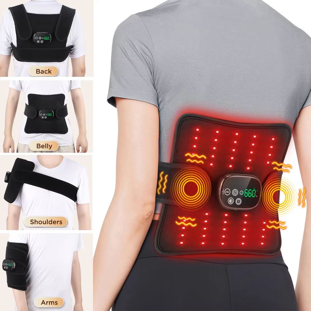 Electric Infrared Heated Knee Massager with Vibration & Joint Support Brace – Wireless Pain Relief Pad for Knees, Back &