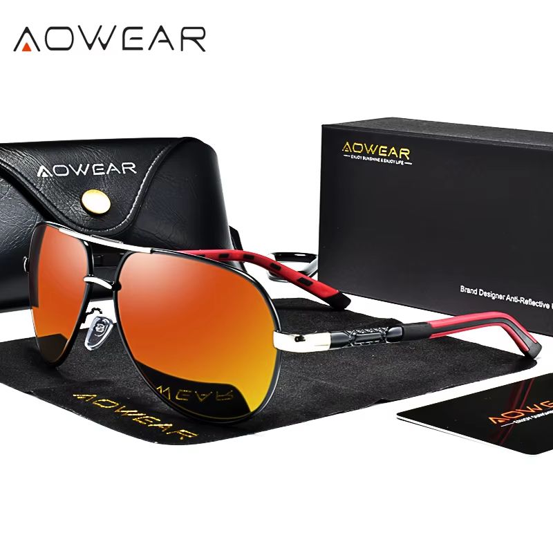 AOWEAR Aviation Polarized Sunglasses for Men – Aluminum Alloy Driving & Designer Mirror Eyewear