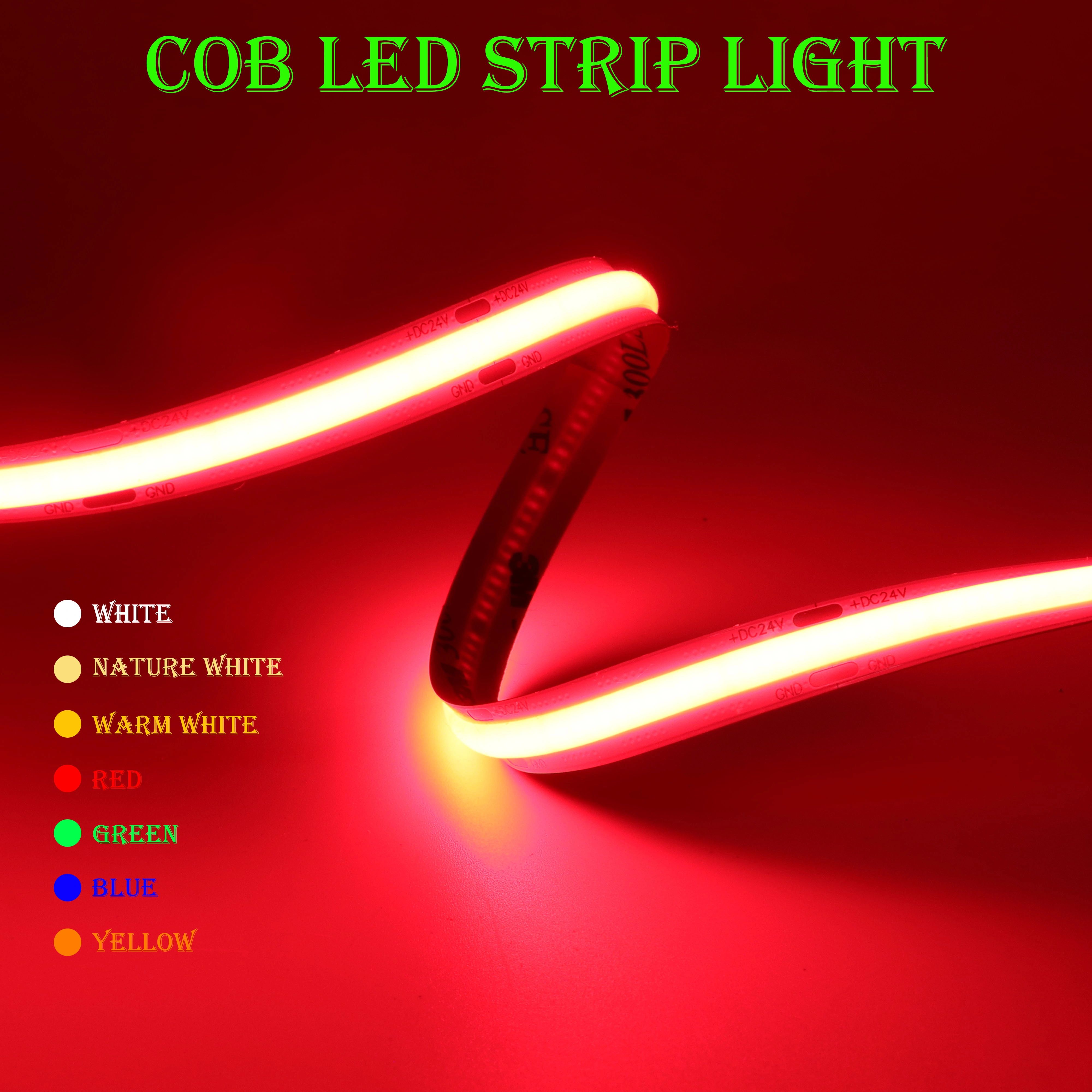 COB LED Strip Light – High Density Flexible Linear Lighting 480/528 LEDs/m for Home, Office, and Decorative Use (DC12V/2