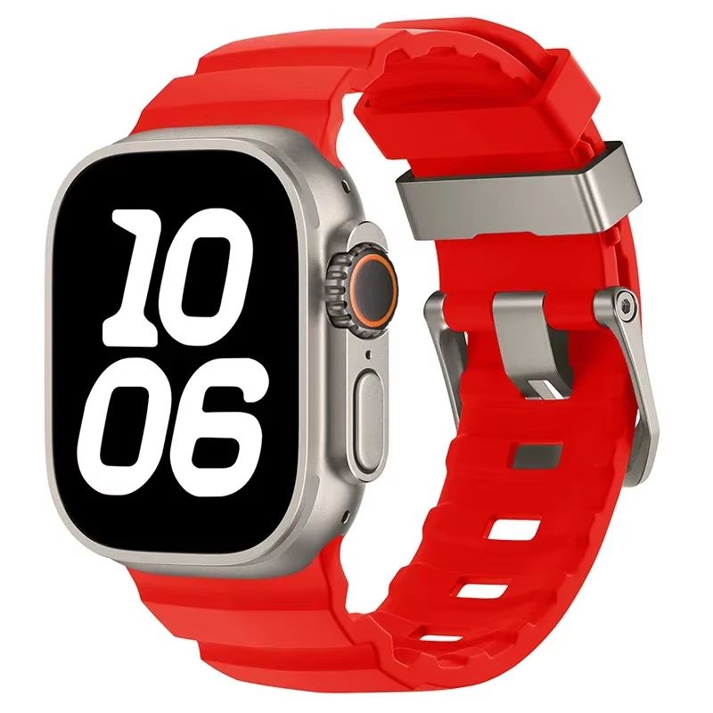 Sport Silicone Band with Titanium Buckle for Apple Watch Ultra 2, 10, 9, 8, 7, 6, SE, 5, 4 – Durable and Stylish iWatch