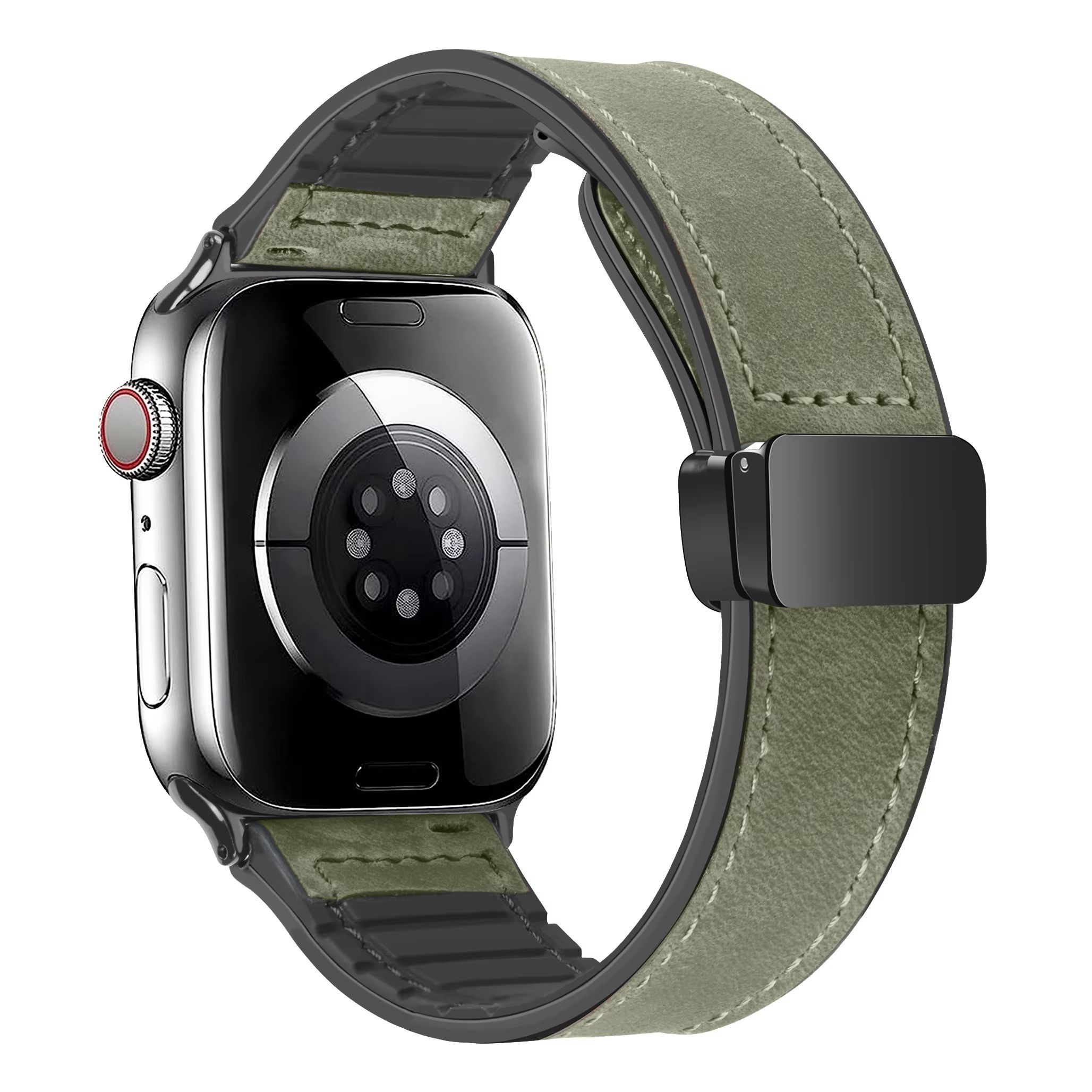 Luxury Leather Silicone Band for Apple Watch Ultra 10 9 8 SE – Men's Hybrid Bracelet Strap for iWatch 42mm 44mm 45mm 46m