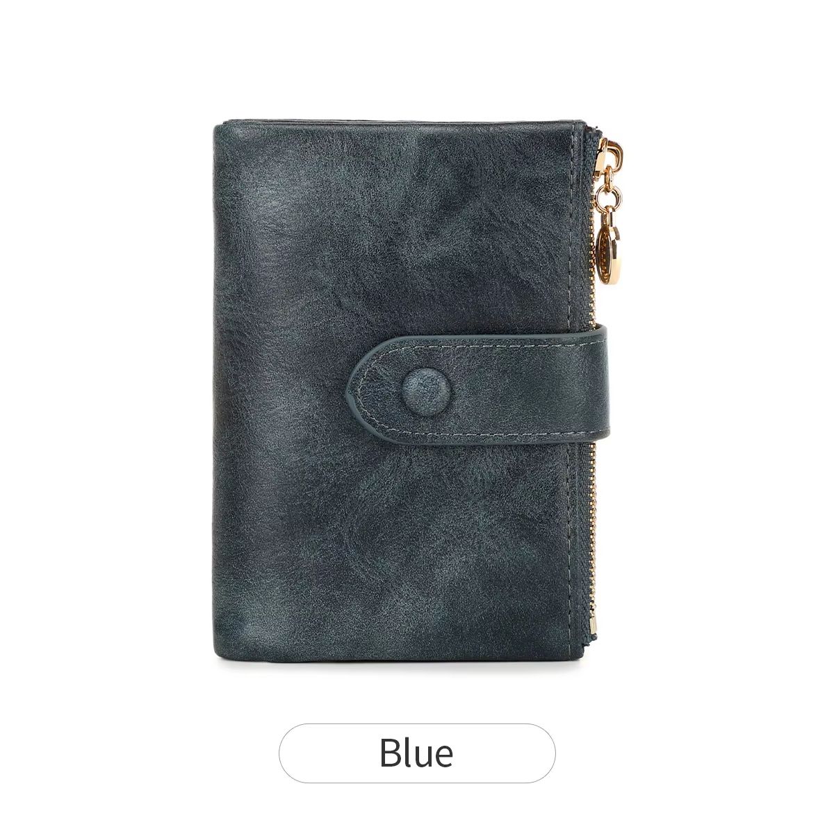 Minimalist Women's Short Wallet – Double Zipper Leather Card