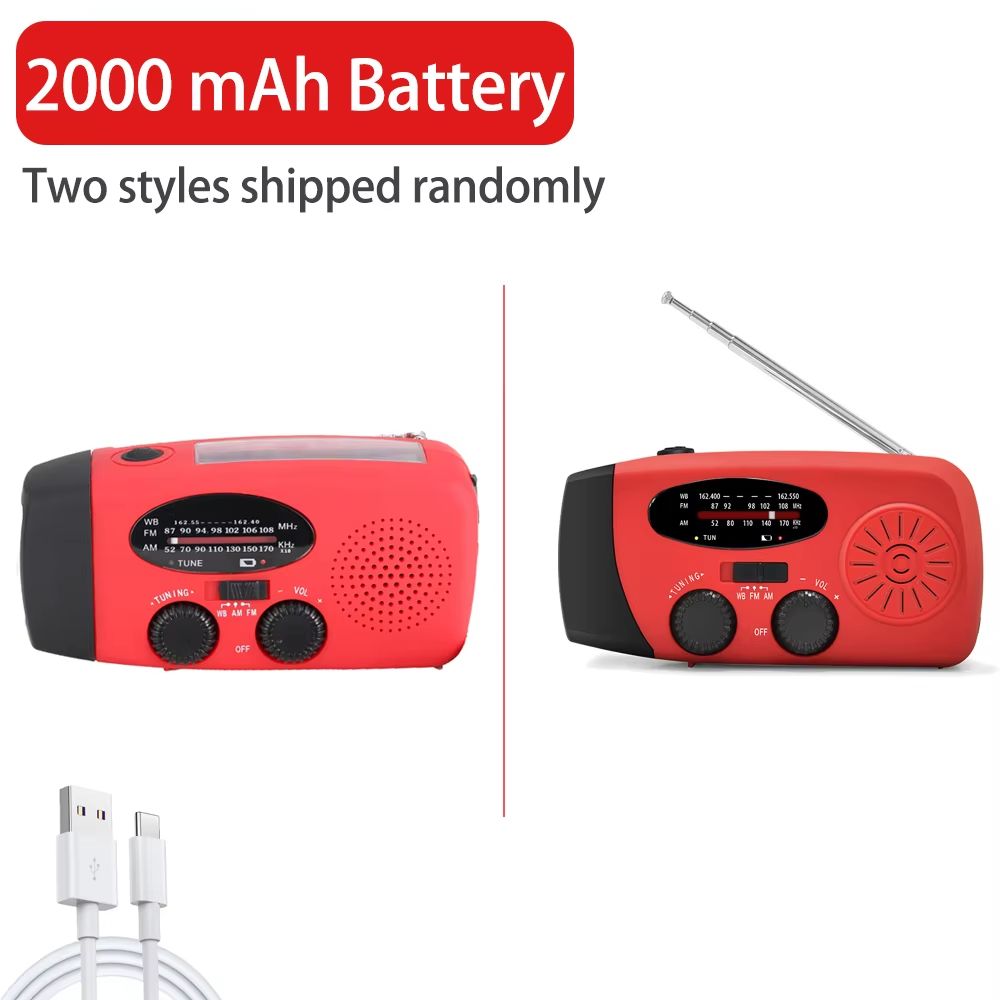 SolarCharge Emergency Radio – Hand Crank, Solar, and USB Rechargeable Radio with LED Flashlight for Outdoor and Emergenc