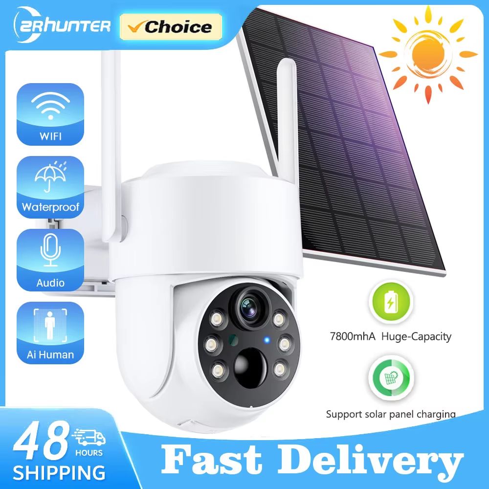 SecureView Solar 4MP WiFi PTZ Camera - Outdoor Wireless IP with Built-In Battery
