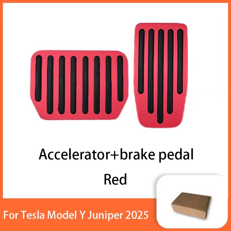 Tesla Model Y Juniper 2025 Performance Pedal Set – Non-Slip Aluminum Foot Covers for Accelerator, Brake, and Rest Pedals