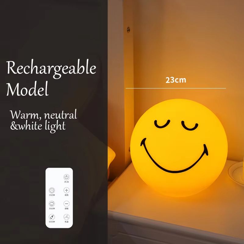 Smiley Sphere USB/Rechargeable Night Lamp - Squint & Wink Dimmable Atmosphere Light