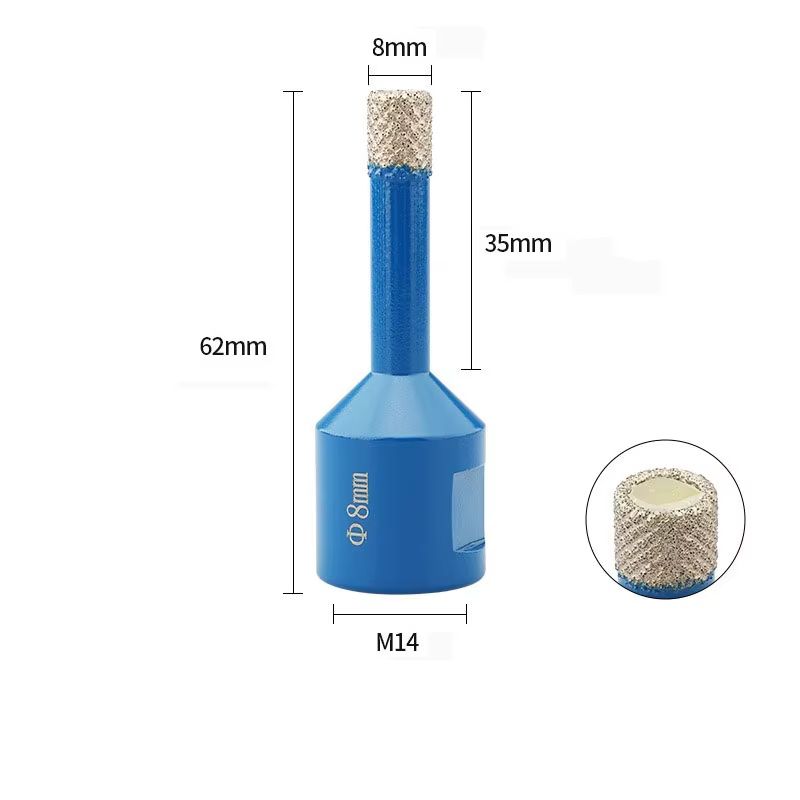 JUSTINLAU M14 Dry Diamond Core Drill Bit - Vacuum Brazed Tile & Stone Hole Cutter