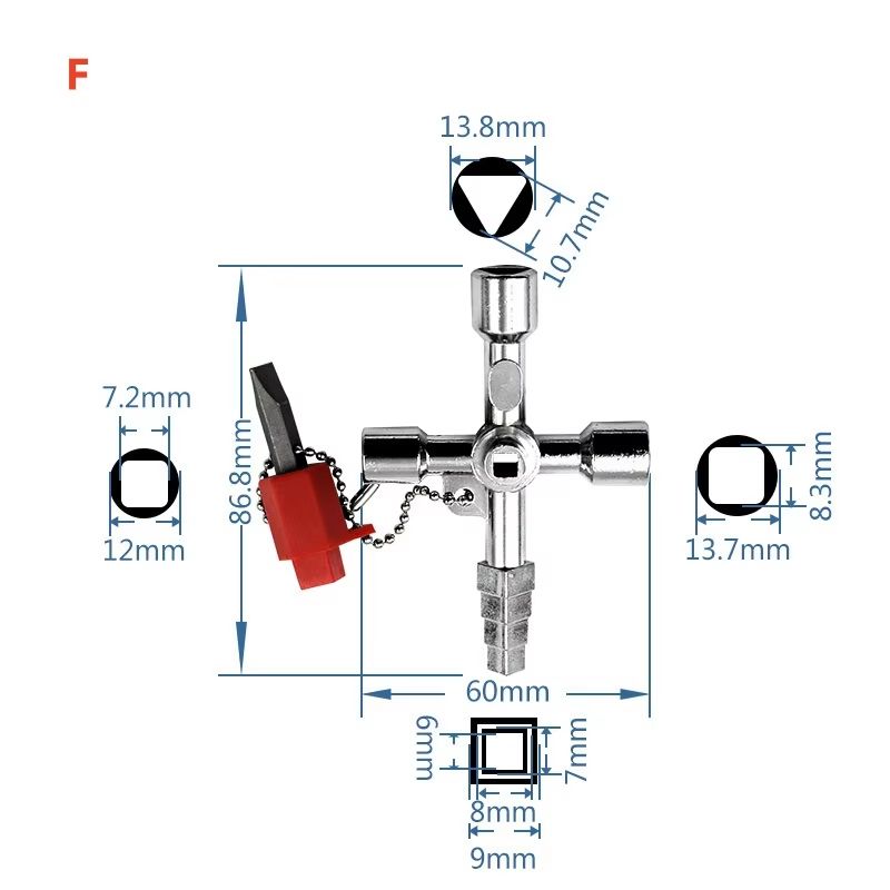 JUSTINLAU 4-Way Universal Internal Triangle Key Wrench - Multifunctional Hand Tool for Plumbing, Electrical, and DIY Rep