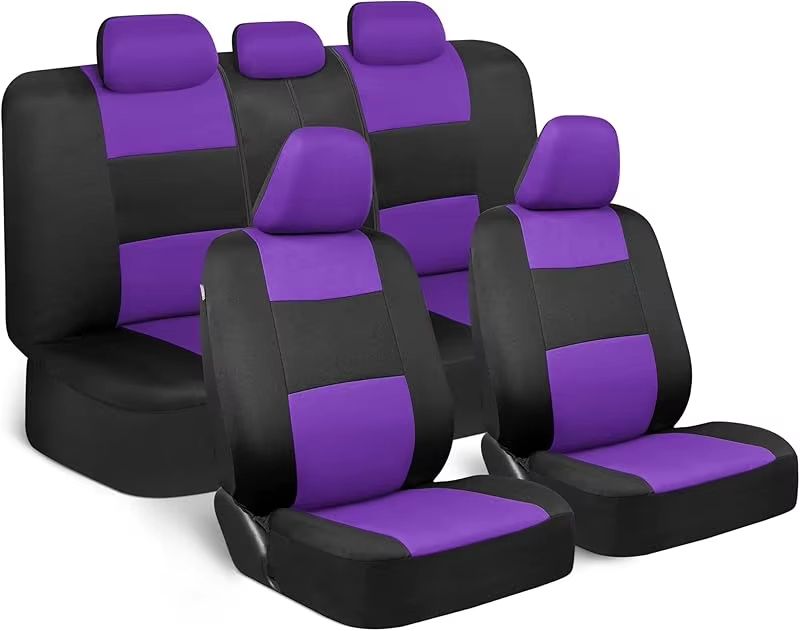 Universal Beige Full-Set Car Seat Covers – Front & Rear Split Bench Fit for Trucks, Vans, SUVs