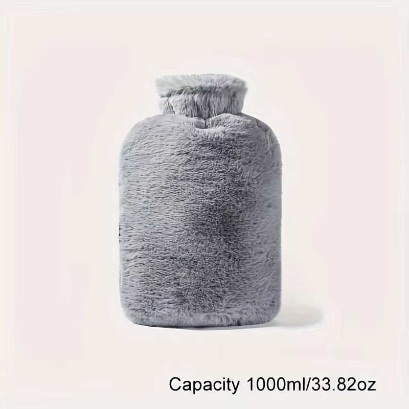 1 qt / 2 qt PVC Plush Hot Water Bottle – Leak-Proof Large-Capacity Bed & Abdomen Warmer with Soft Cover for Cramps & Win