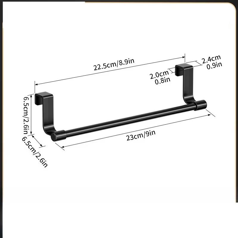 White Plastic Towel Rack | Cabinet Door Mounted Towel Bar with Multiple Hooks for Kitchen & Bathroom Hanging