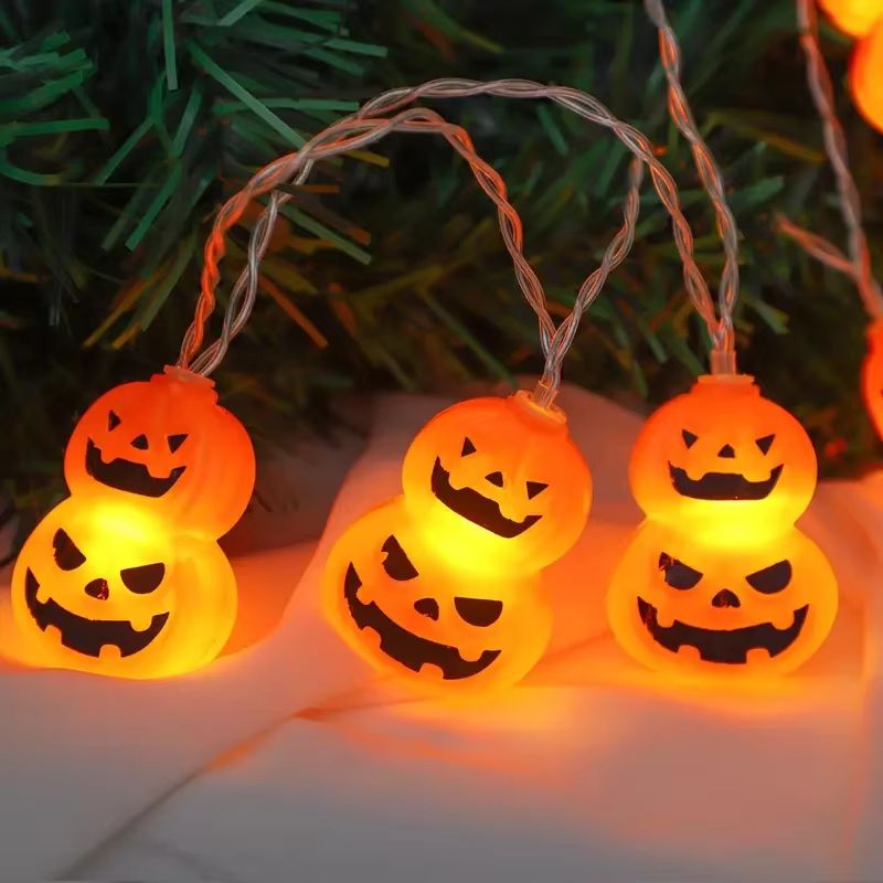 10/20 LED Halloween Pumpkin String Lights – Battery Powered for Porch, Yard & Garden Decor