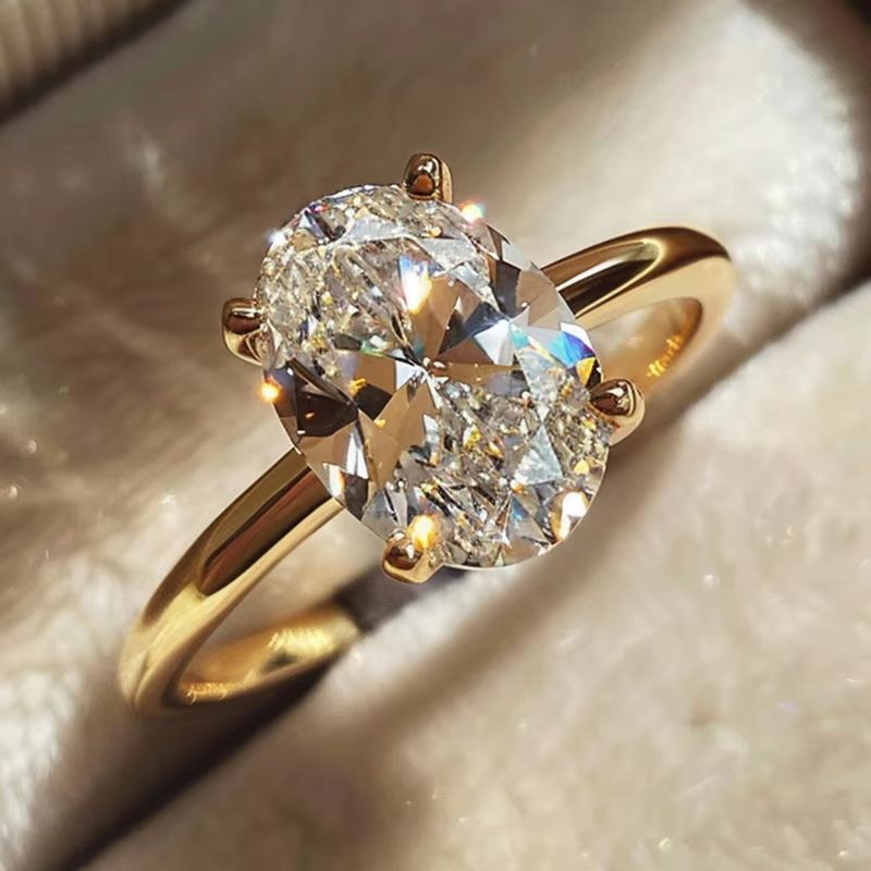 Gorgeous 925 Sterling Silver Oval Zircon Luxury Engagement Wedding Ring For Women