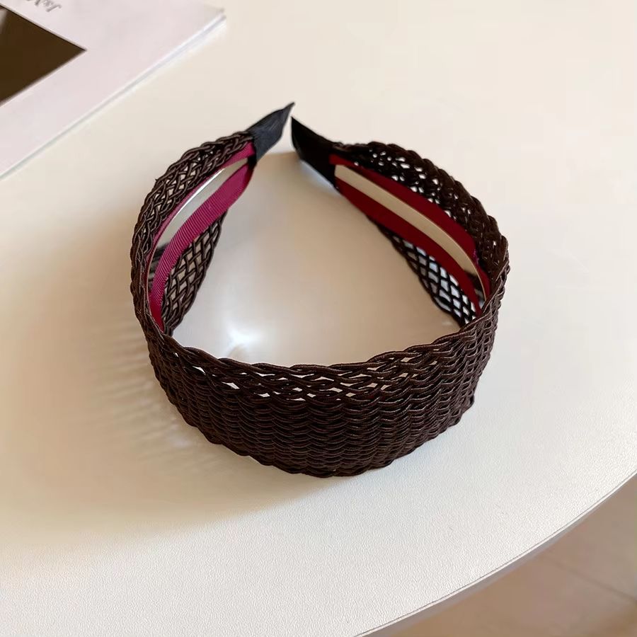 French Stripe Yarn Wide-Edge Headband – Solid Color High Headband for Women & Girls