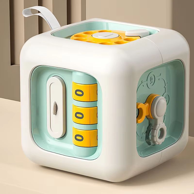 SkillCube 6-in-1 Montessori Sensory & Fine-Motor Busy Board Cube - Educational Toy for Boys & Girls