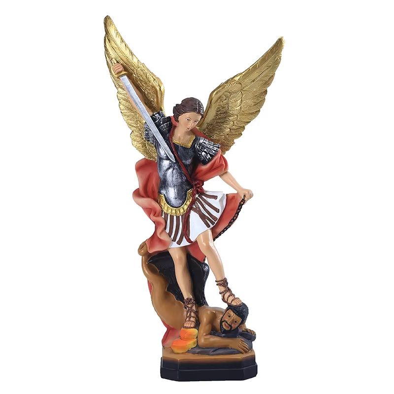Saint Michael And The Dragon Resin Statue Figurine Home Decor