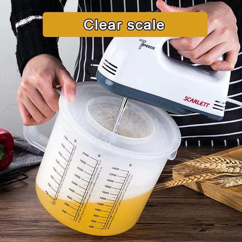 2.5L Large Capacity Transparent Mixing Bowl with Measuring Scale and Lid