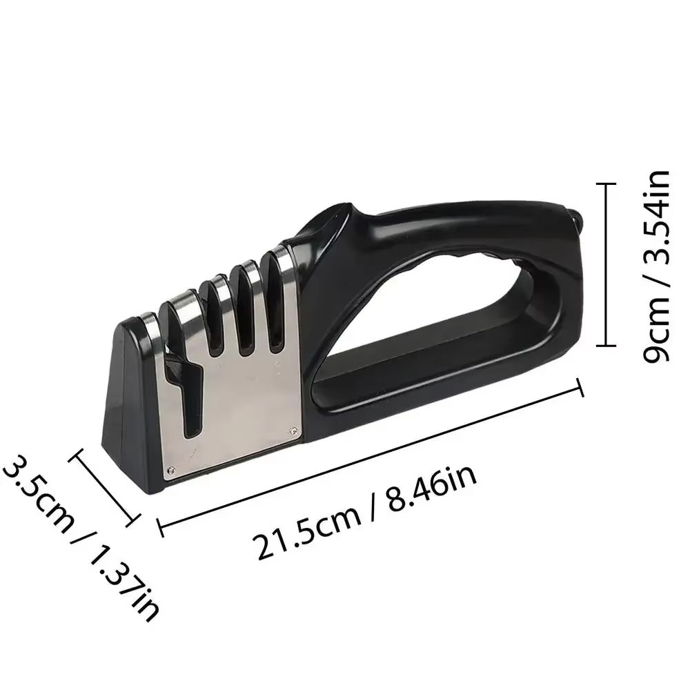 4 Stage Kitchen Knife Sharpener with Non Slip Base – Portable Multifunctional Sharpening Tool