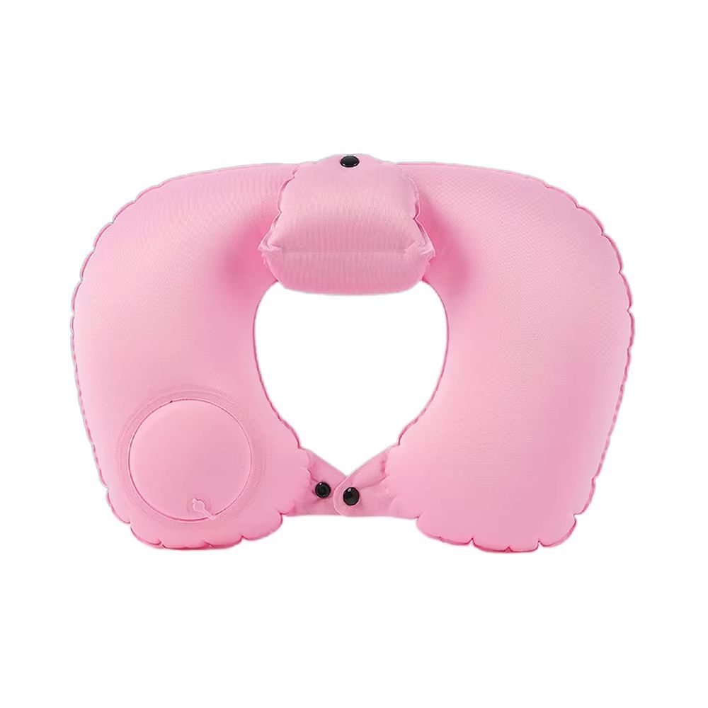 PressEase Inflatable Travel Neck Pillow – Compact Press-to-Inflate Cushion with Detachable Cover for Travel & Camping