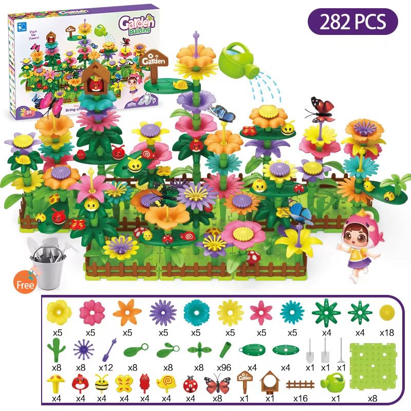 BloomBuilder DIY Flower Garden Blocks Playset - Creative Floral Garden Building Toy for Kids & Parents