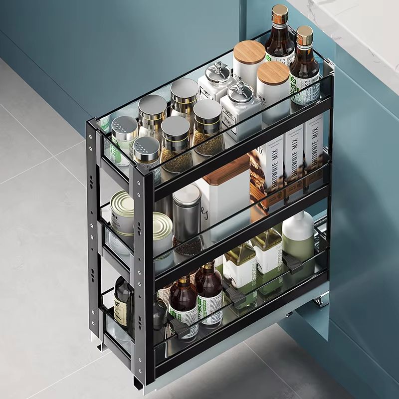 Aluminum Alloy Pull Out Spice Rack For Narrow Kitchen Cabinet
