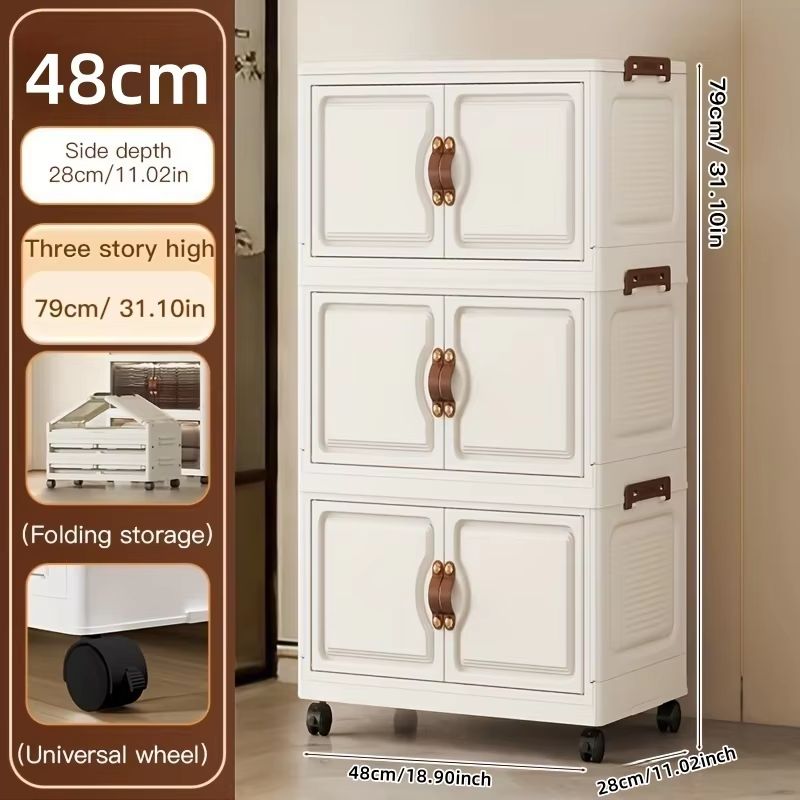 48cm Wide Foldable Rolling Storage Cabinet 18.90in with Wheels 3-6 Tier for Home Organization