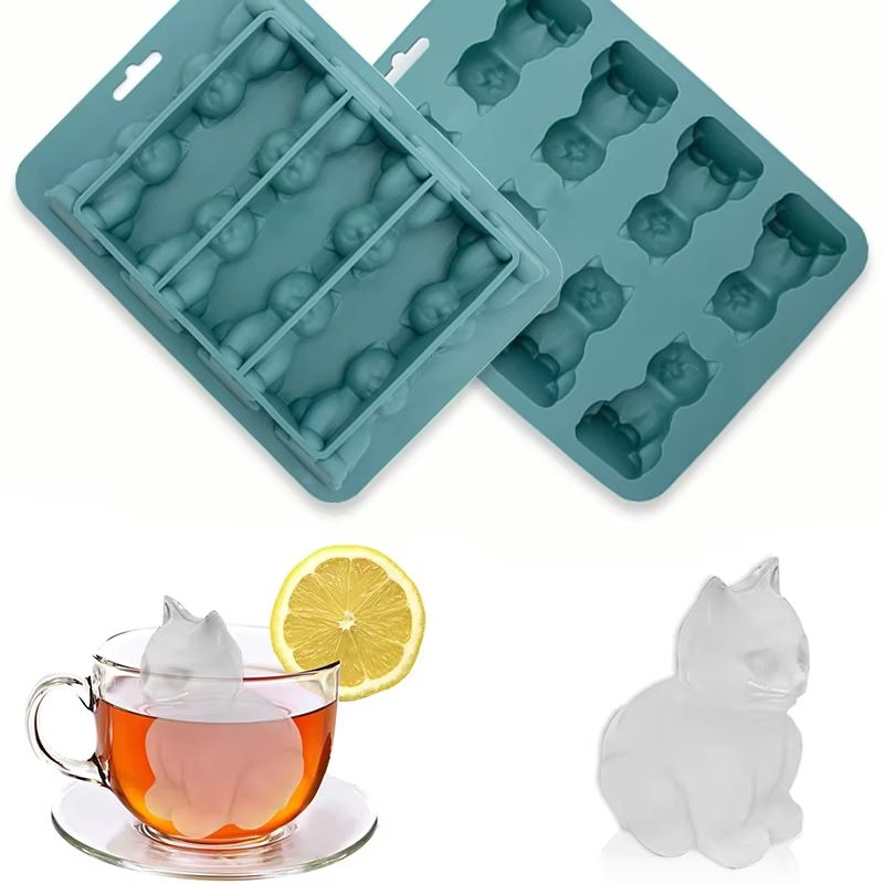 3D Cat Shaped Ice Cube Mold – Silicone Tray for Whiskey, Coc | Inspire ...
