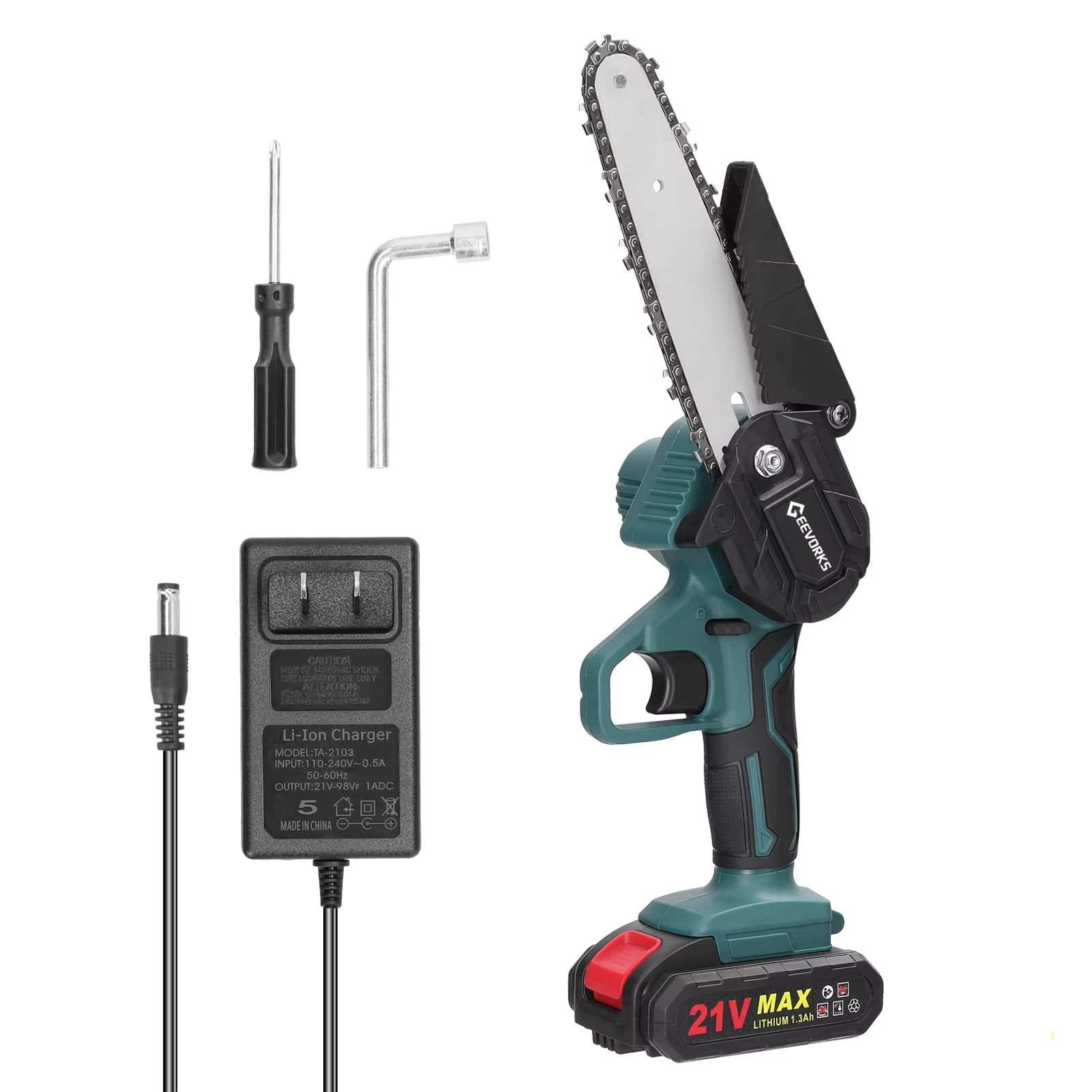 21V 6 Inch Cordless Mini Chainsaw – One-Hand Electric Pruning Saw for Garden & Orchard