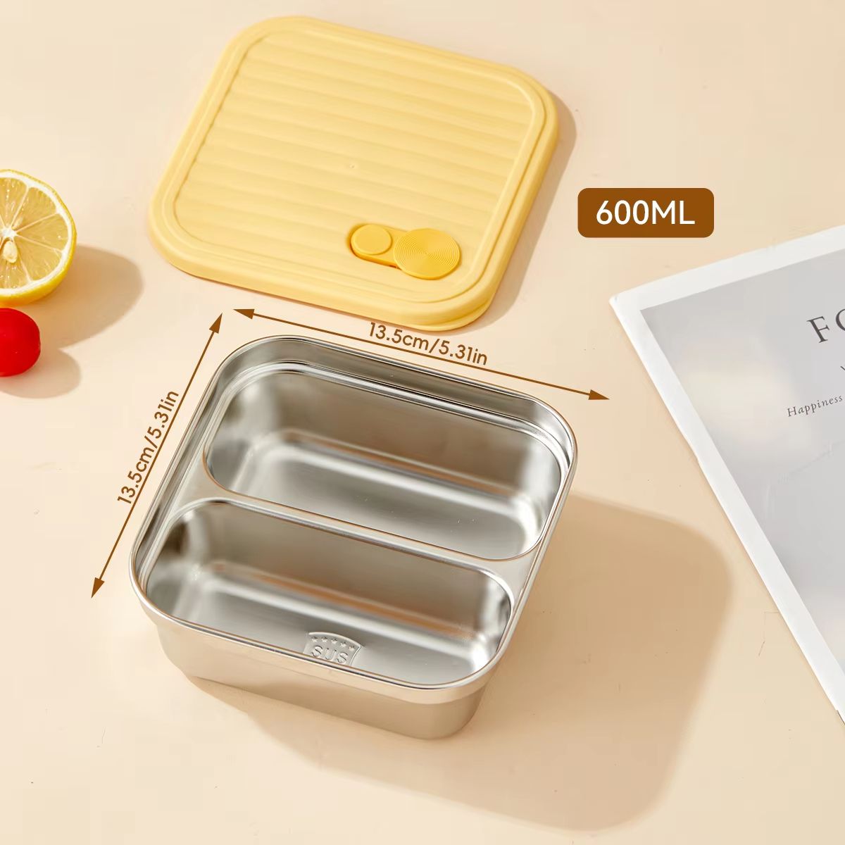WORTHBUY Portable 304 Stainless Steel Lunch Box Leak Proof Reusable Bento Box for Kids and Travel