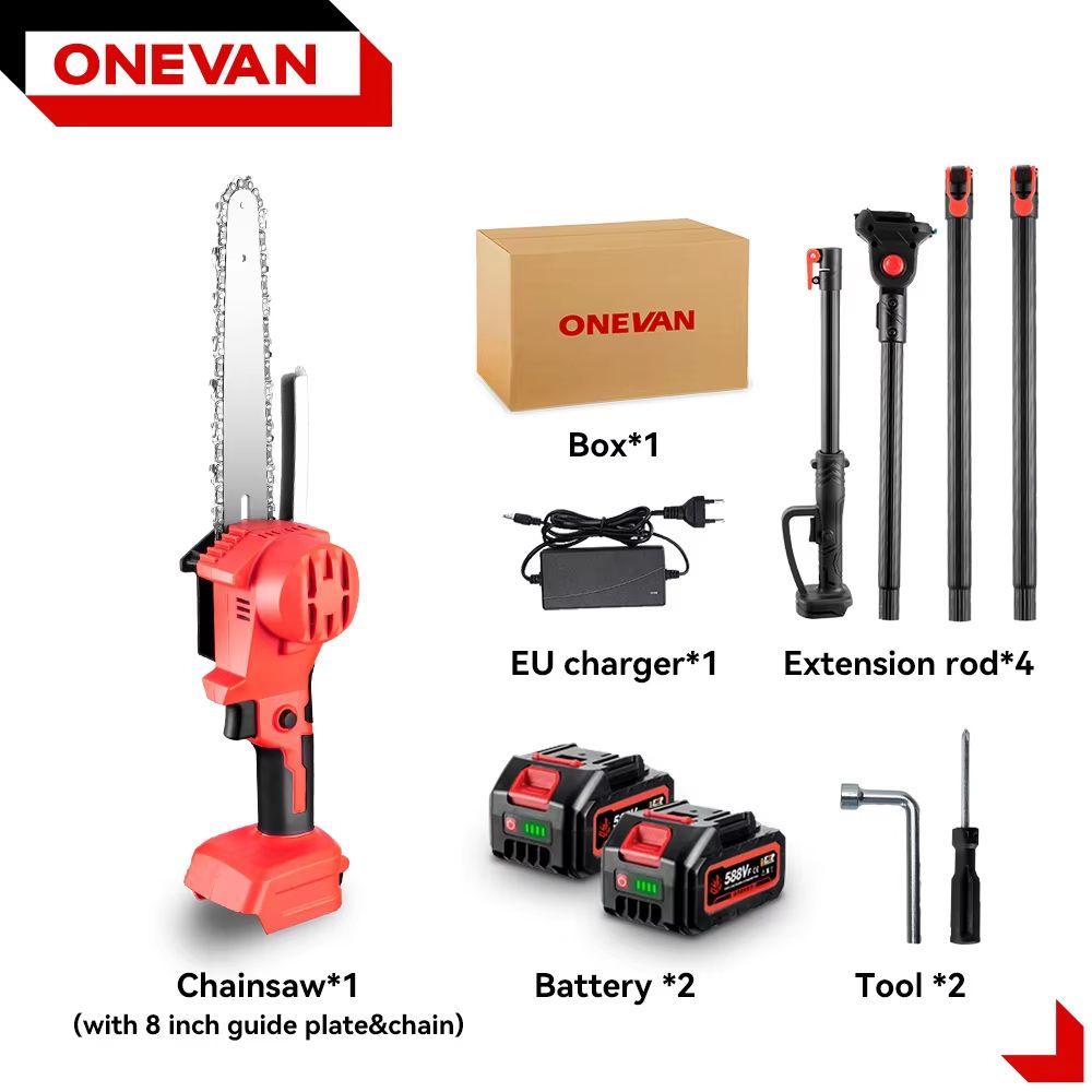 ONEVAN Cordless Telescoping Pole Saw 4500W Brushless High Branch Pruning Tool for 18V Battery