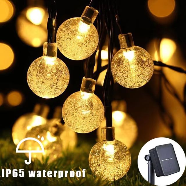 Solar Outdoor String Lights 200 LED Crystal Globe Waterproof Fairy Lights for Garden and Party Decor