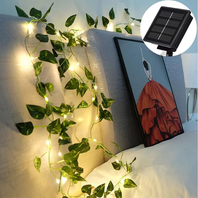 Solar Maple Leaf Fairy Lights Outdoor Garland with 100 LED Waterproof Garden Decoration