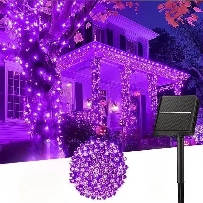 Outdoor Solar Christmas String Lights with 8 Lighting Modes for Garden and Fence Decor