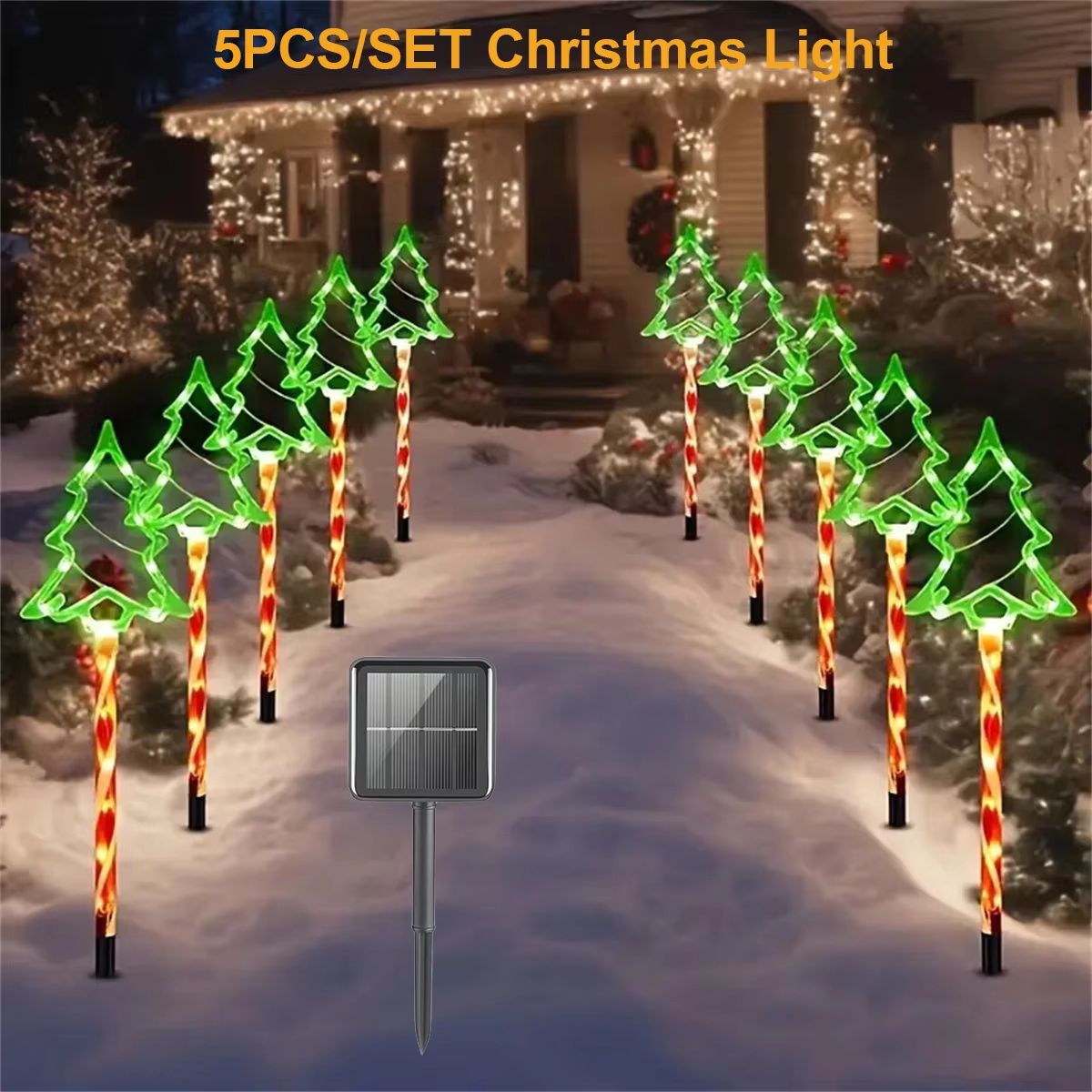 Solar Candy Cane Pathway Lights Set with 8 Lighting Modes fo | Inspire ...