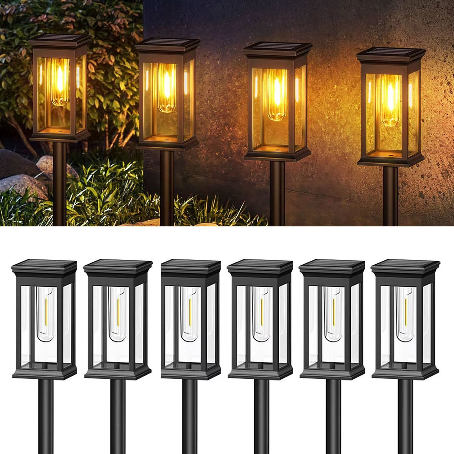 Upgraded Solar Pathway Lights 2700K Warm White Super Bright Outdoor Walkway Lighting Set