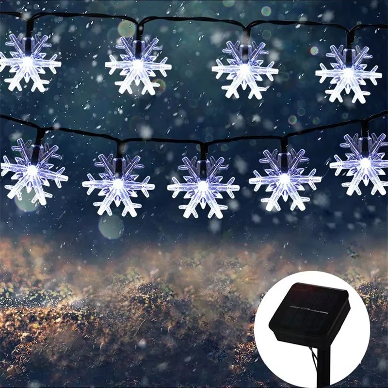 Outdoor Solar Snowflake String Lights for Garden Christmas and Wedding Decor
