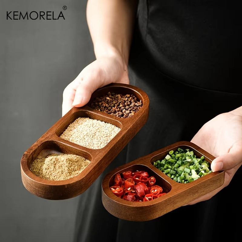 Solid Wood Divided Serving Tray (2 or 3 Compartments) Condim | Inspire ...