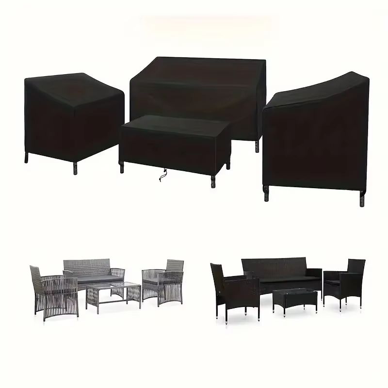4-Piece Heavy Duty Waterproof Patio Furniture Covers Set for Rattan Outdoor Furniture, Windproof All-Weather Protection