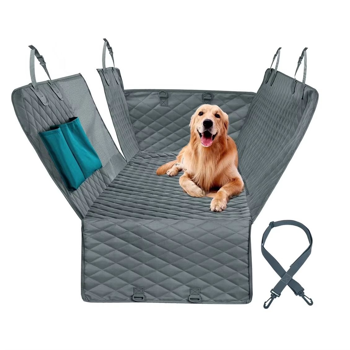 Waterproof Dog Car Hammock Back Seat Cover with Safety Belt for SUVs, Trucks, and Cars