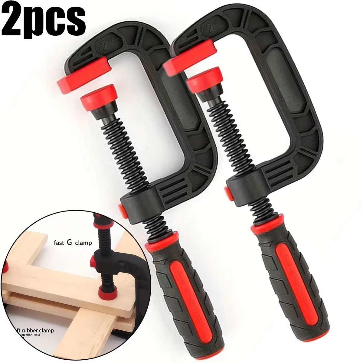 Heavy-Duty 7-Inch Spring Clamps - Reinforced Plastic Nylon Strong Force Spring Jaw Opening Clamps (2-Pack)