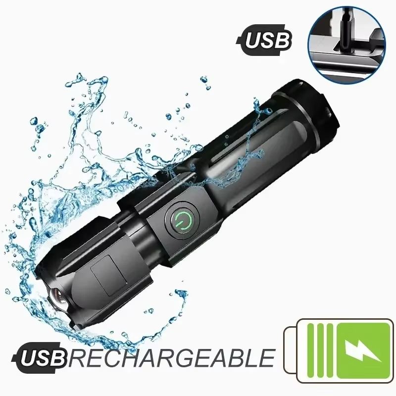 Rechargeable Waterproof Tactical LED Flashlight with Zoom | Inspire Uplift
