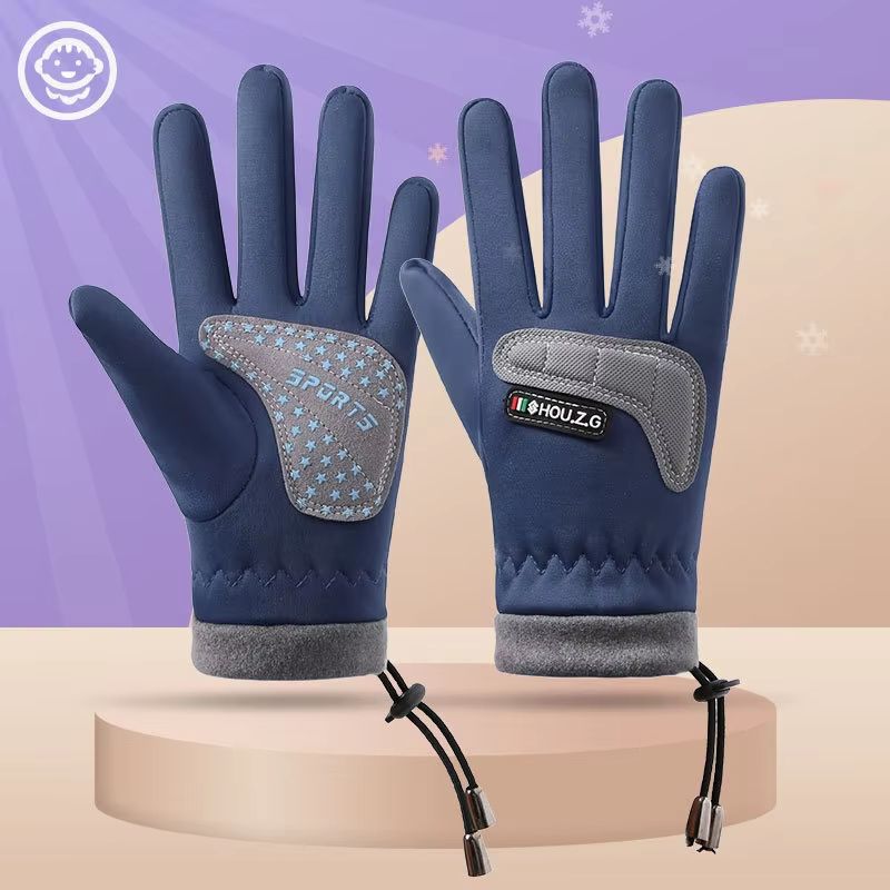 Kids Waterproof Winter Gloves – Thicken Plus Velvet Warm Cycling and Riding Mittens for Boys and Girls