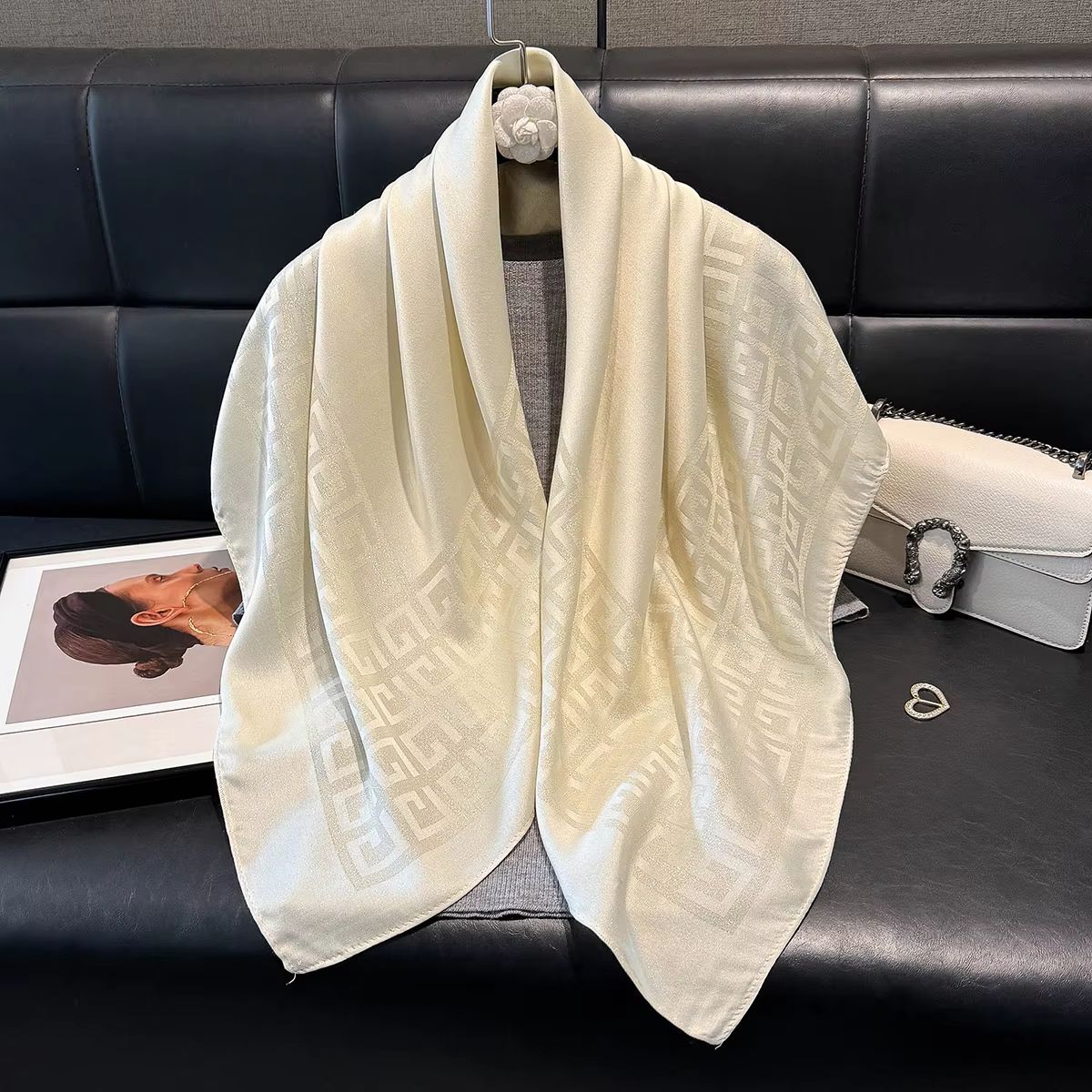 Women's Silk-Like Square Hijab Scarf – 27.56x27.56in Fashion Sun Protection Shawl & Headscarf