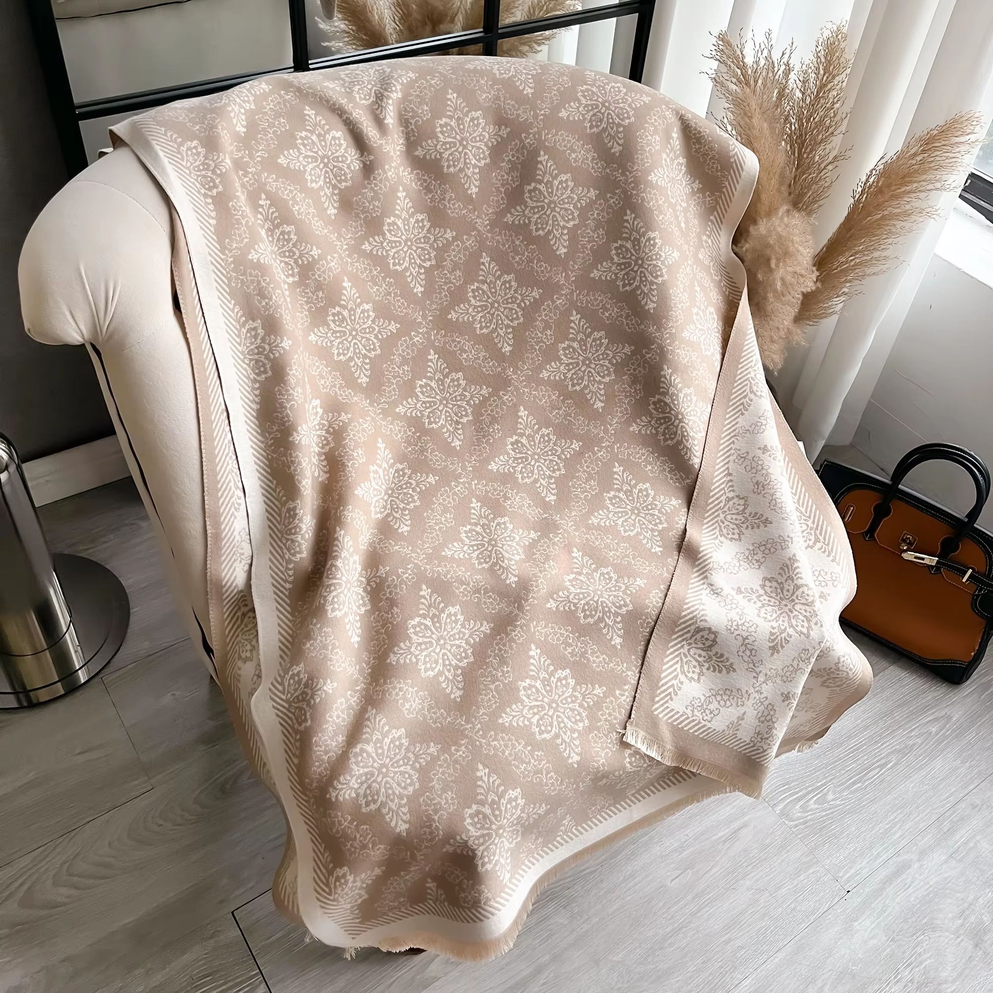 Reversible Ethnic Style Warm Pashmina Shawl Cashmere Feel Scarf Wrap