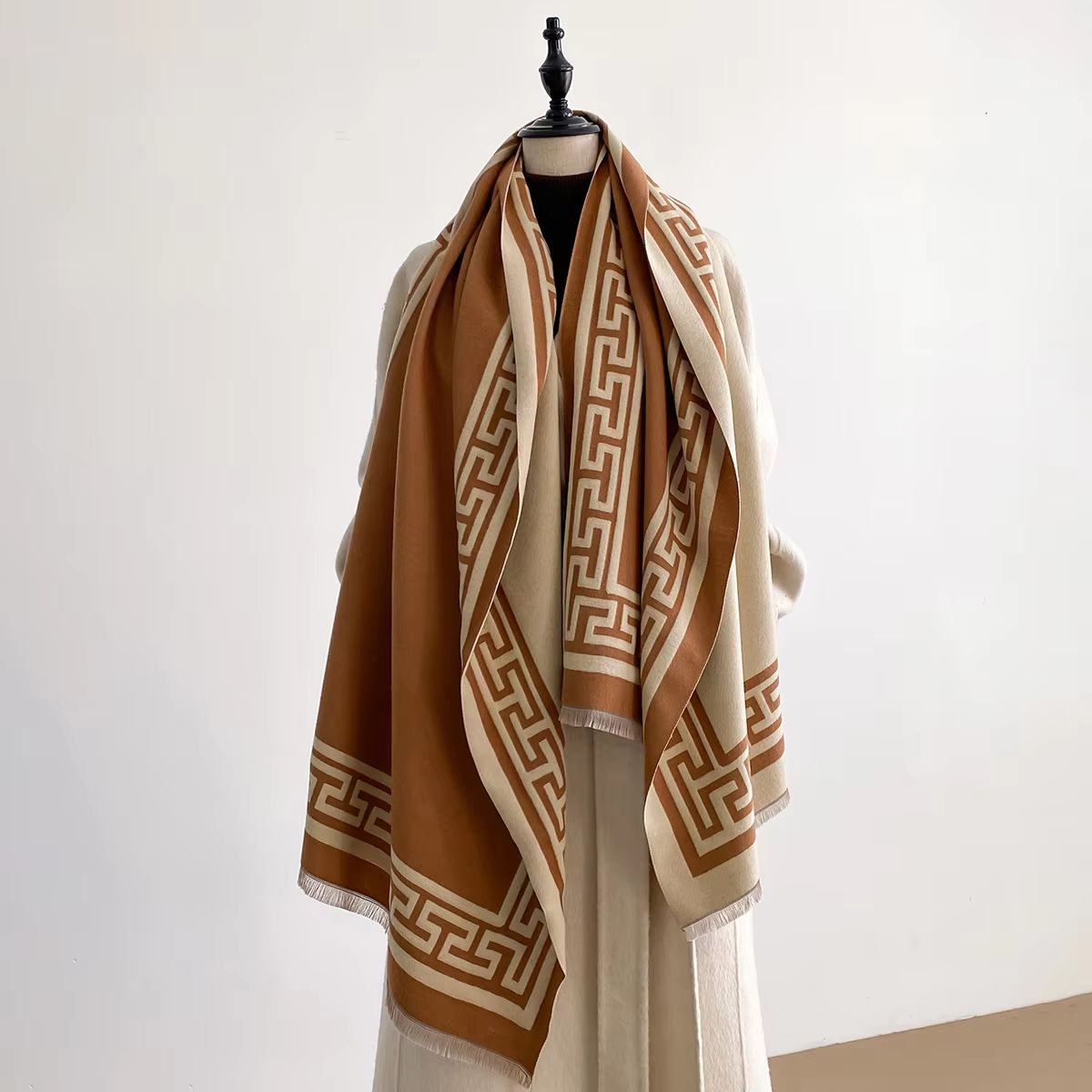 Two-Sided Print Pashmina Shawl Soft Warm Winter Blanket Scarf for Women
