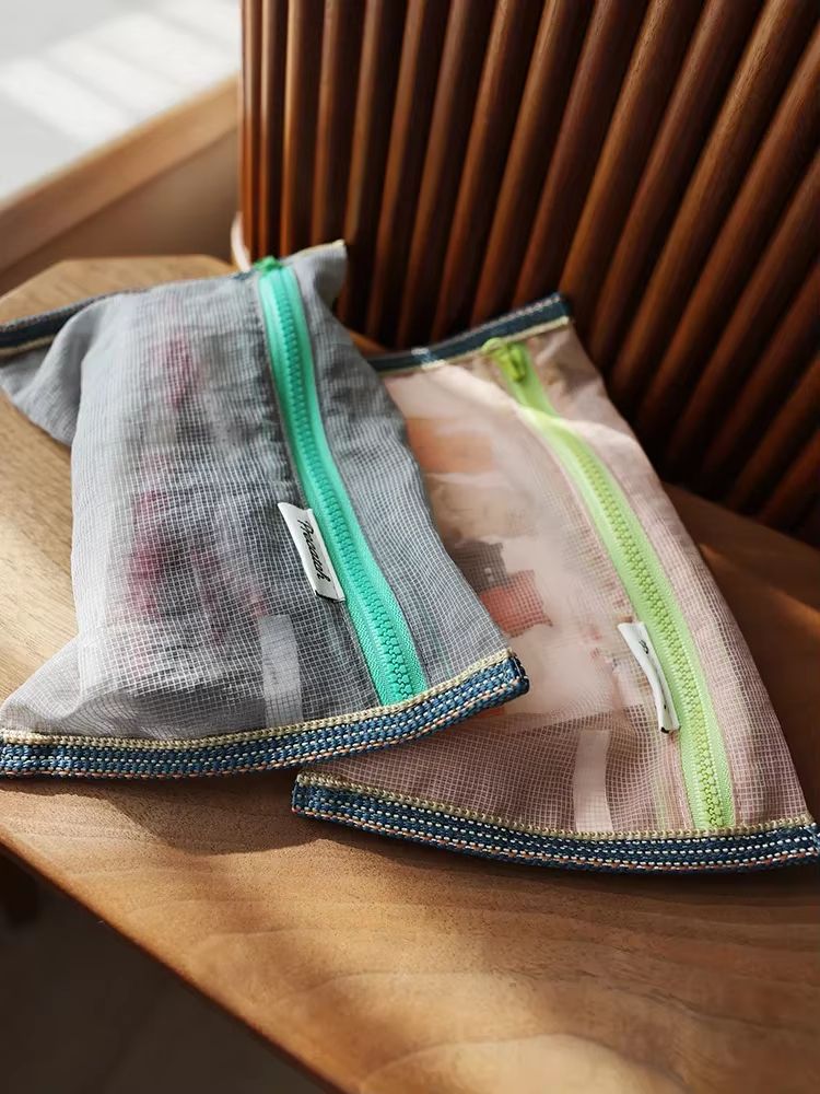 Translucent Mesh Nylon Storage Bag Portable Foldable Organizer for Travel & Stationery