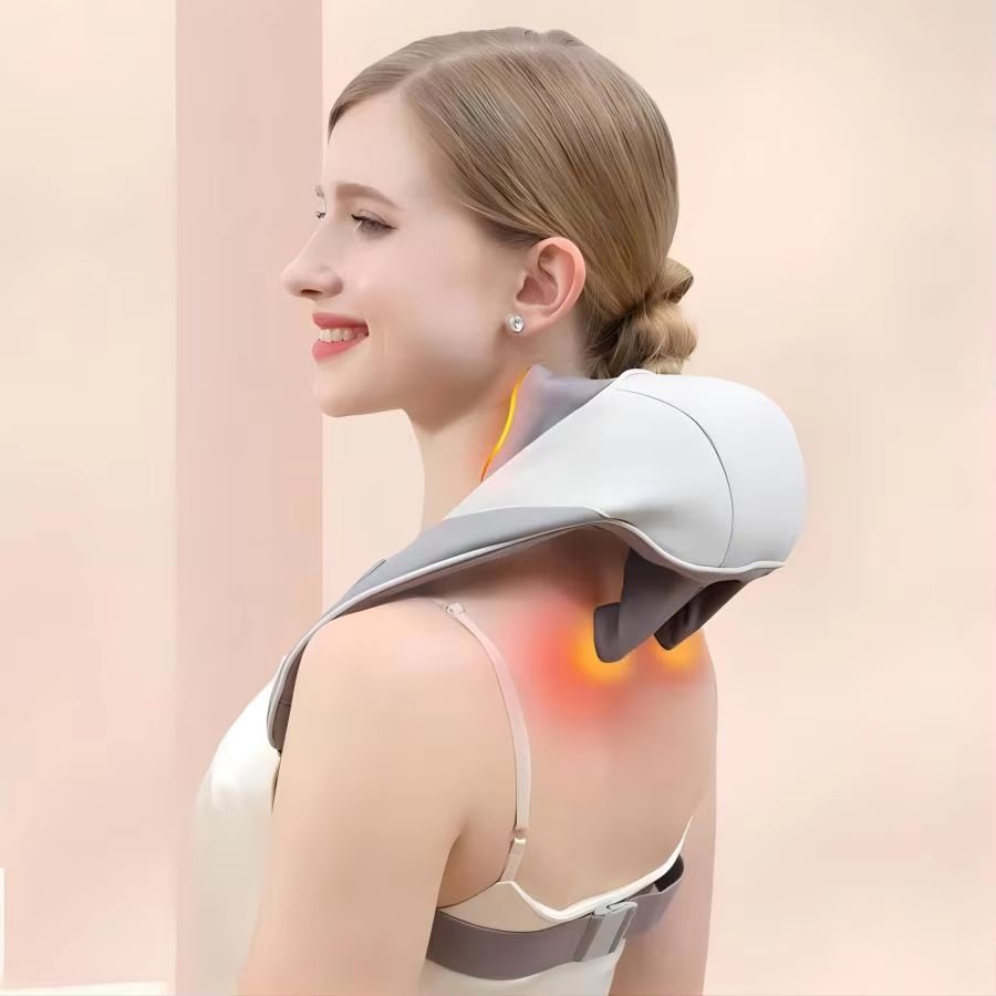 Wireless 6D Deep Tissue Neck, Shoulder & Back Massager Pillow with Brushless Motor and Heat Therapy